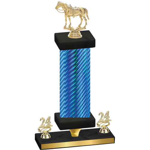 Premium Single Blue Carbon Fiber Year Horses Trophy