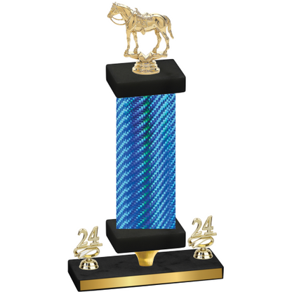 Premium Single Blue Carbon Fiber Year Horses Trophy
