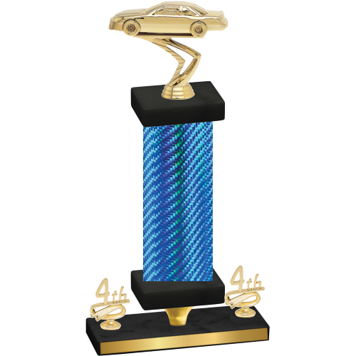 Premium Single Blue Carbon Fiber Fourth Place Cars Trophy