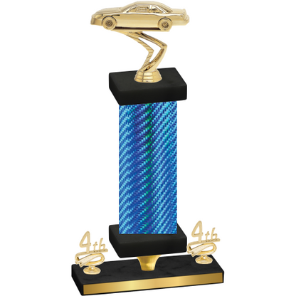 Premium Single Blue Carbon Fiber Fourth Place Cars Trophy