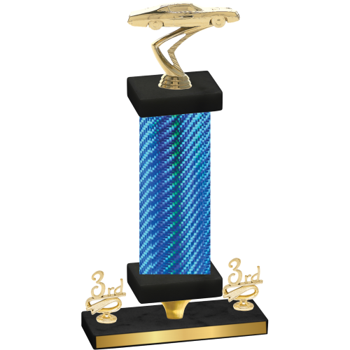Premium Single Blue Carbon Fiber Third Place Cars Trophy