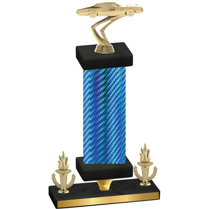 Premium Single Blue Carbon Fiber Victory Cars Trophy