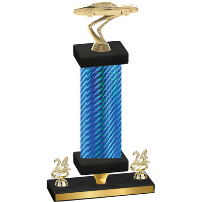 Premium Single Blue Carbon Fiber Year Cars Trophy