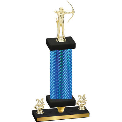 Premium Single Blue Carbon Fiber Year Archery Trophy