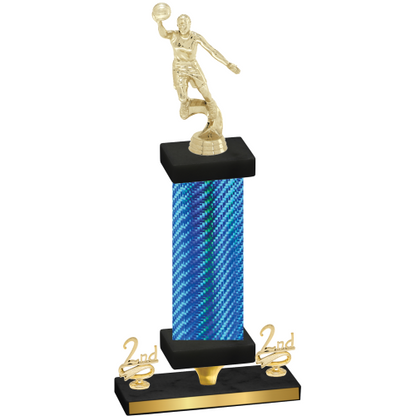 Premium Single Blue Carbon Fiber Second Place Basketball Trophy