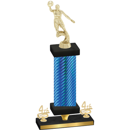 Premium Single Blue Carbon Fiber Fourth Place Basketball Trophy