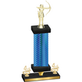 Premium Single Blue Carbon Fiber Fourth Place Archery Trophy