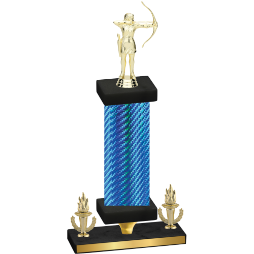 Premium Single Blue Carbon Fiber Victory Archery Trophy