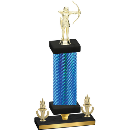 Premium Single Blue Carbon Fiber Victory Archery Trophy
