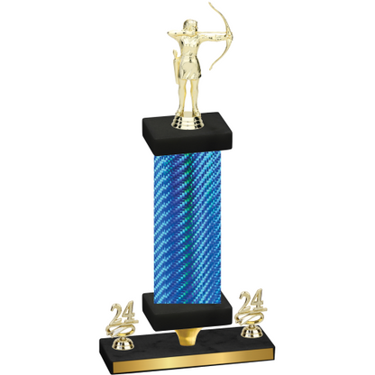 Premium Single Blue Carbon Fiber Year Archery Trophy