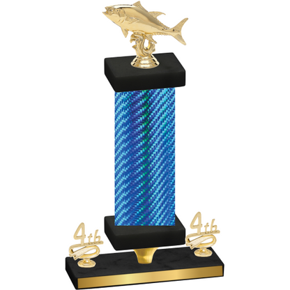 Premium Single Blue Carbon Fiber Fourth Place Fishing Trophy
