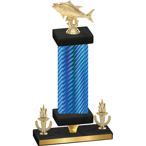 Premium Single Blue Carbon Fiber Victory Fishing Trophy