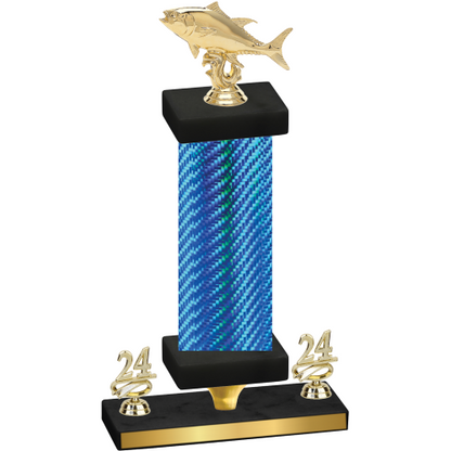 Premium Single Blue Carbon Fiber Year Fishing Trophy