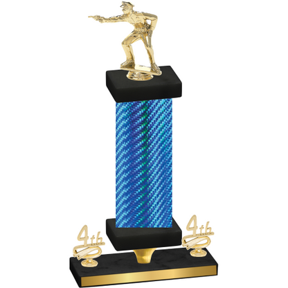 Premium Single Blue Carbon Fiber Fourth Place Shooter Trophy