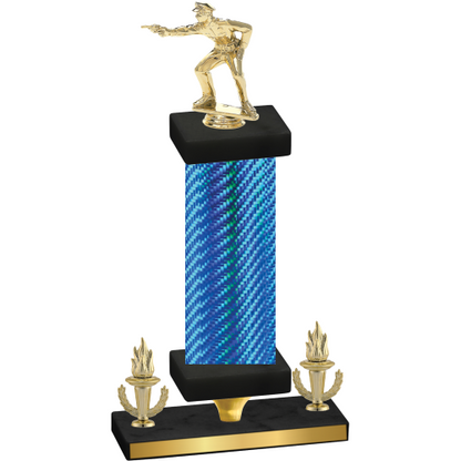 Premium Single Blue Carbon Fiber Victory Shooter Trophy