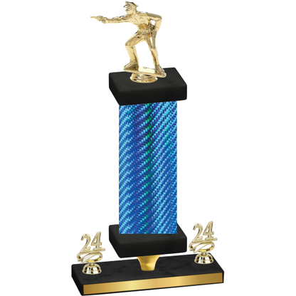 Premium Single Blue Carbon Fiber Year Shooter Trophy