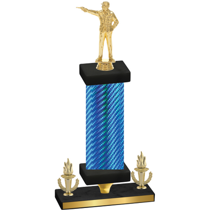 Premium Single Blue Carbon Fiber Victory Shooter Trophy