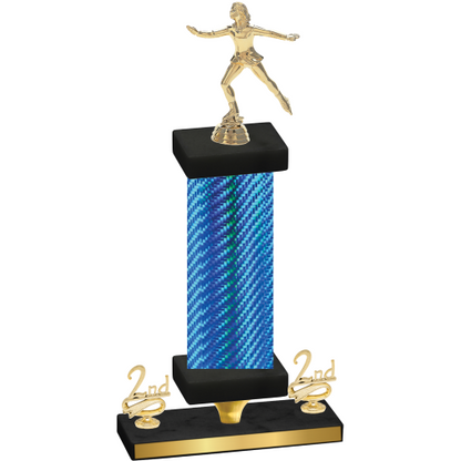 Premium Single Blue Carbon Fiber Second Place Skater Trophy