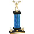 Premium Single Blue Carbon Fiber First Place Weights Trophy