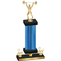 Premium Single Blue Carbon Fiber Second Place Weights Trophy