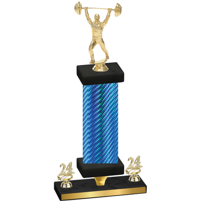 Premium Single Blue Carbon Fiber Year Weights Trophy