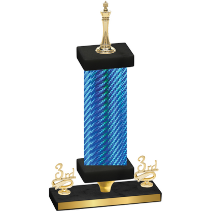 Premium Single Blue Carbon Fiber Third Place Chess Trophy