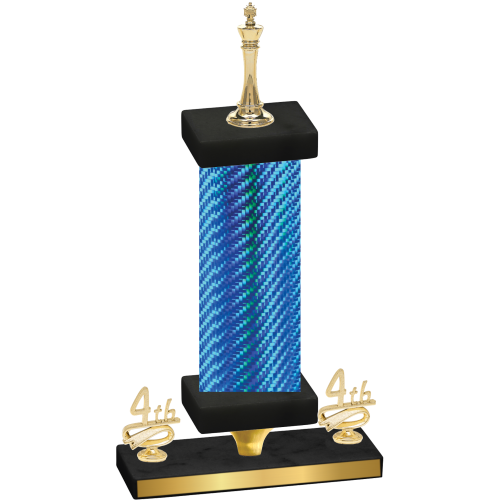 Premium Single Blue Carbon Fiber Fourth Place Chess Trophy
