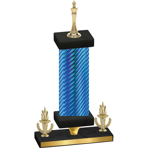 Premium Single Blue Carbon Fiber Victory Chess Trophy