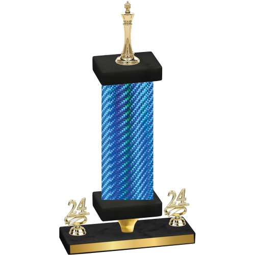 Premium Single Blue Carbon Fiber Year Chess Trophy