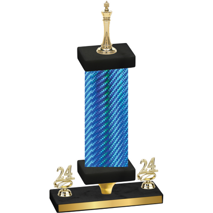 Premium Single Blue Carbon Fiber Year Chess Trophy