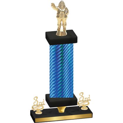 Premium Single Blue Carbon Fiber Third Place Holiday Trophy