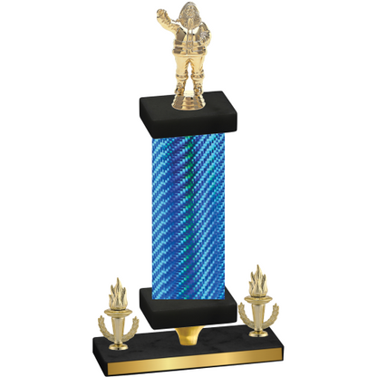 Premium Single Blue Carbon Fiber Victory Holiday Trophy