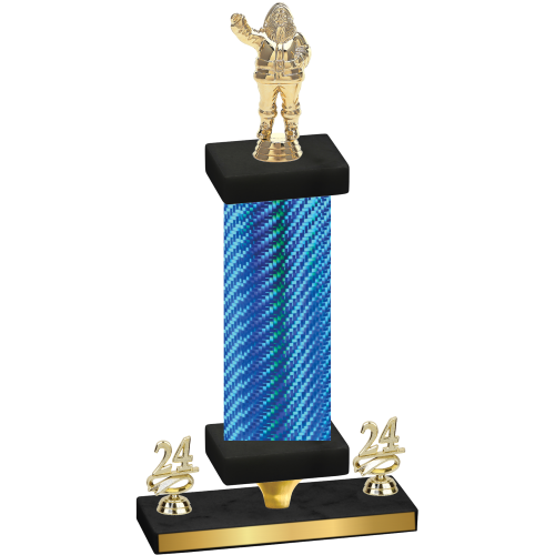 Premium Single Blue Carbon Fiber Year Holiday Trophy