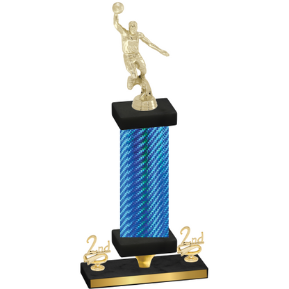 Premium Single Blue Carbon Fiber Second Place Basketball Trophy