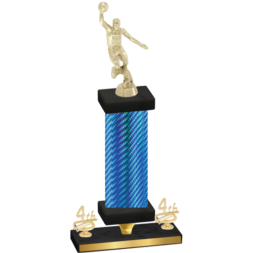 Premium Single Blue Carbon Fiber Fourth Place Basketball Trophy