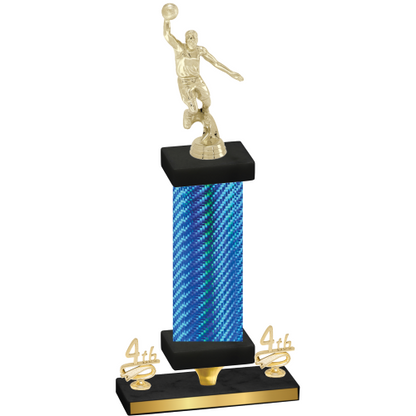 Premium Single Blue Carbon Fiber Fourth Place Basketball Trophy