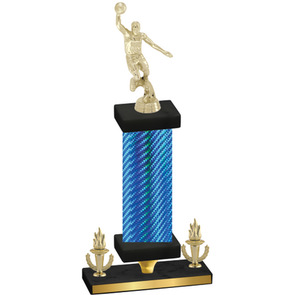 Premium Single Blue Carbon Fiber Victory Basketball Trophy