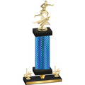 Premium Single Blue Carbon Fiber First Place Flag Football Trophy
