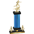 Premium Single Blue Carbon Fiber Victory Flag Football Trophy
