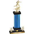 Premium Single Blue Carbon Fiber Year Flag Football Trophy