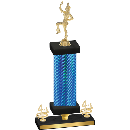 Premium Single Blue Carbon Fiber Fourth Place Majorette Trophy