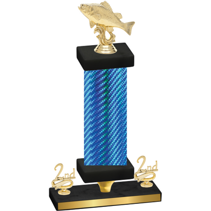 Premium Single Blue Carbon Fiber Second Place Fishing Trophy