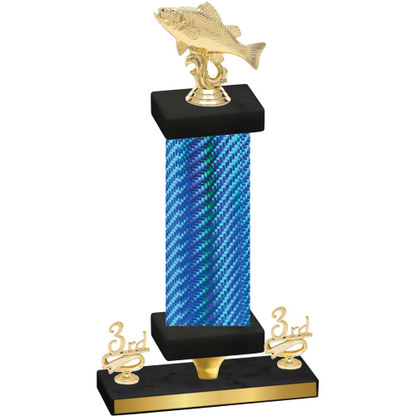 Premium Single Blue Carbon Fiber Third Place Fishing Trophy