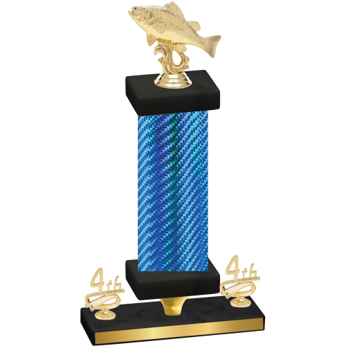 Premium Single Blue Carbon Fiber Fourth Place Fishing Trophy