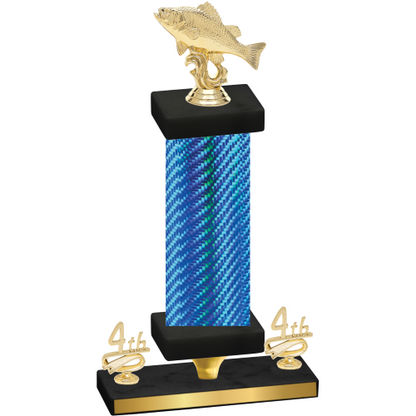 Premium Single Blue Carbon Fiber Fourth Place Fishing Trophy