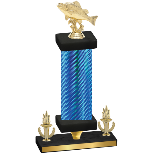 Premium Single Blue Carbon Fiber Victory Fishing Trophy