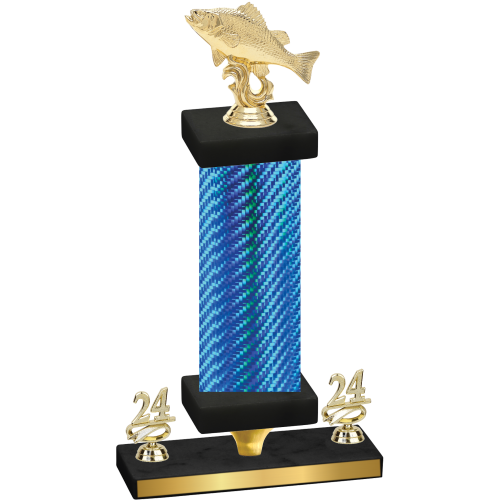 Premium Single Blue Carbon Fiber Year Fishing Trophy