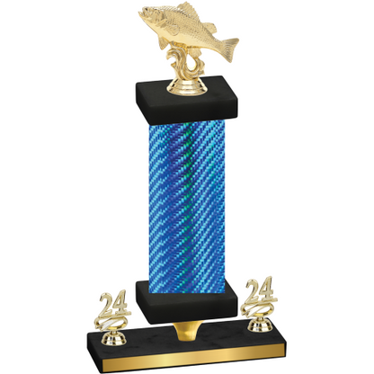 Premium Single Blue Carbon Fiber Year Fishing Trophy