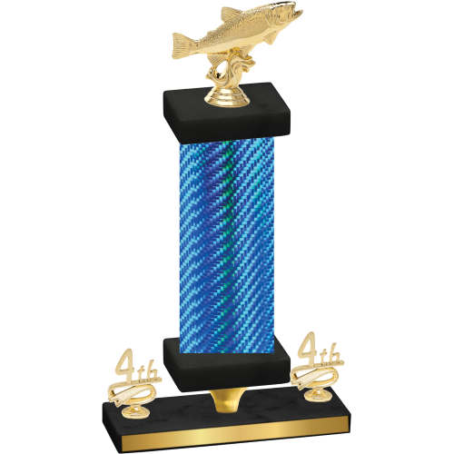 Premium Single Blue Carbon Fiber Fourth Place Fishing Trophy