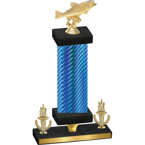 Premium Single Blue Carbon Fiber Victory Fishing Trophy